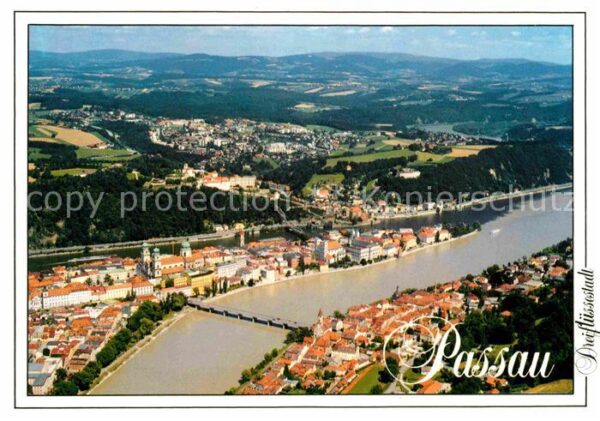 Passau Dreiflüssestadt Fliegeraufnahme