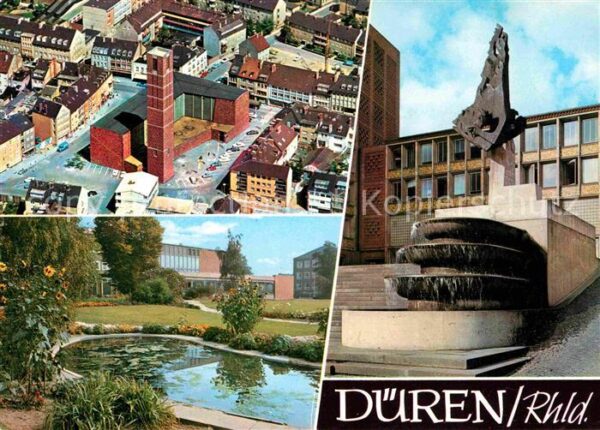 Dueren Rheinland Innenstadt Fliegeraufnahme Teich Brunne