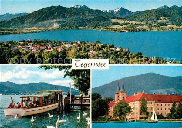 Tegernsee Panorama Bayerische Voralpen Bootsanleg