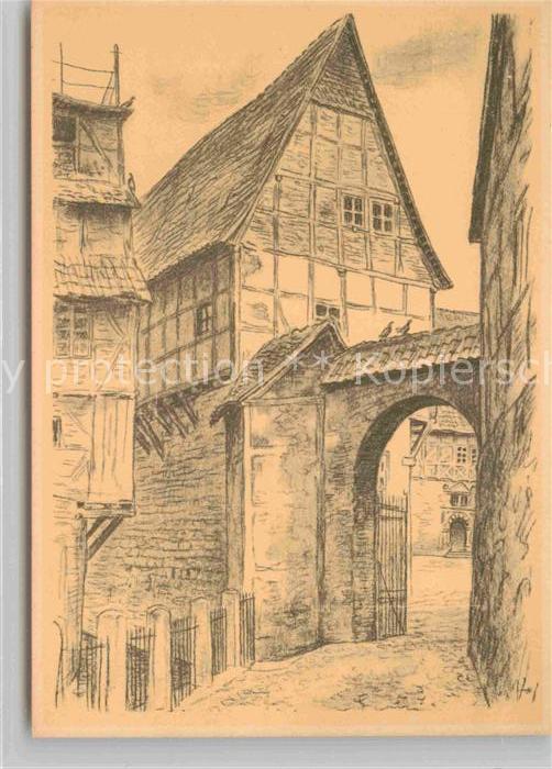 Quedlinburg Offsetdruck nach Kreidezeichnung von K.
