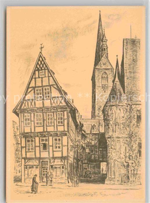 Quedlinburg Offsetdruck nach Kreidezeichnung von K.