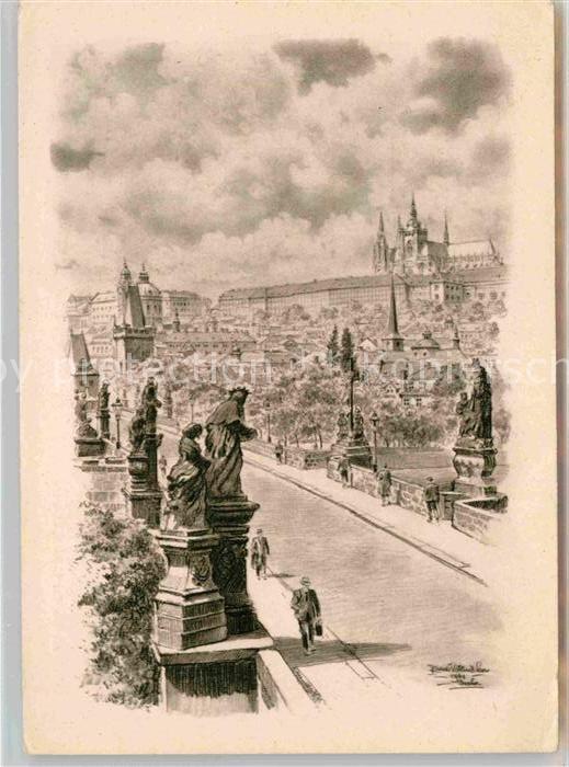 Praha Prahy Prague Karlsbrücke Hradschin Künstlerkarte Kar