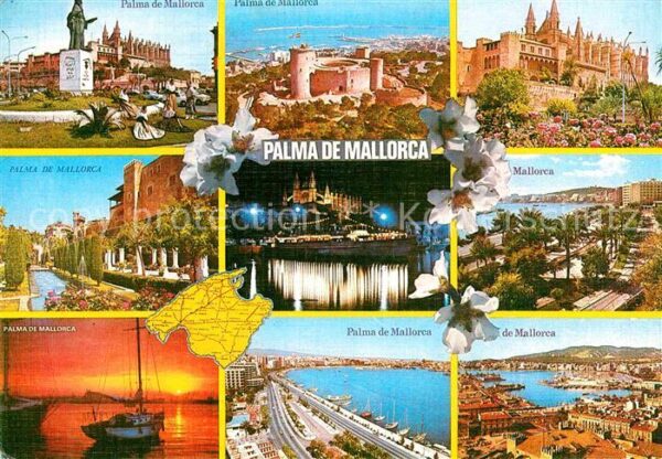 Palma de Mallorca Kathedrale Denkmal Uferpromenade Abends