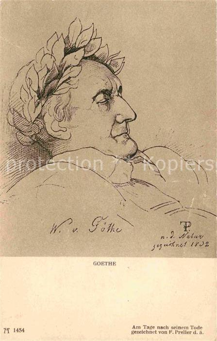 Verlag Ackermann Kuenstlerpostkarte Nr. 1454 Goethe am Tage nach seinem Tode F.