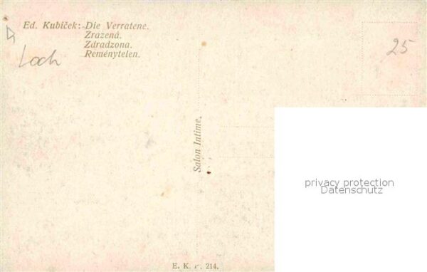 Kuenstlerkarte Ed. Kubicek Die Verratene – Bild 2