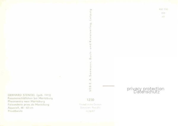 Kuenstlerkarte Gerhard Stengel Fasanenschlösschen Mori – Bild 2
