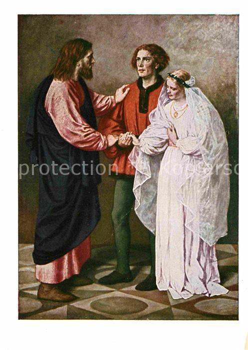 Kuenstlerkarte Ed. v. Gebhardt Jesus und das Brautpaar