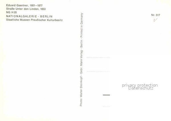 Kuenstlerkarte Eduard Gaertner Starsse Unter den Linde – Bild 2