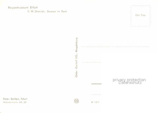 Kuenstlerkarte C.W. Dietrich Damen im Park – Bild 2