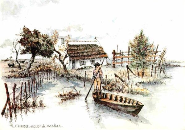 Kuenstlerkarte Robert Lepine Camargue Maison de Gardia