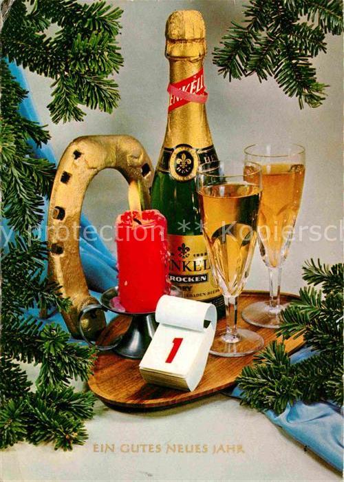 Neujahr Sekt Hufeisen Kerze