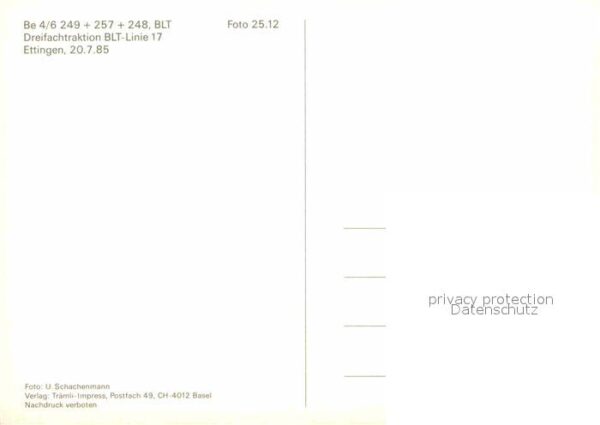 Strassenbahn Be 4/6 249 Dreifachtraktion BLT-Linie 1 – Bild 2