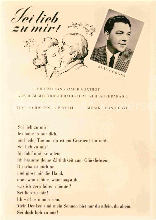 Liederkarte Sei lieb zu mir Klaus Gross