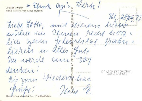 Kuenstlerkarte Klaus Burandt Naive Malerei Fix an't Wa – Bild 2