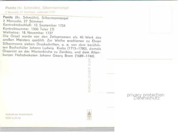 Kirchenorgel Ponitz Silbermannorgel – Bild 2