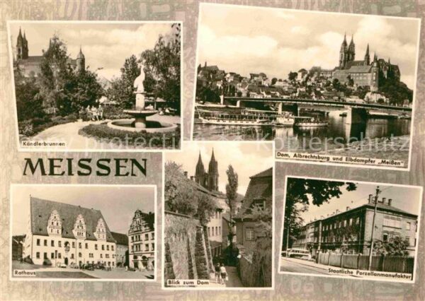 Meissen Elbe Sachsen Kändlerbrunnen Rathaus Dom Porzellanman