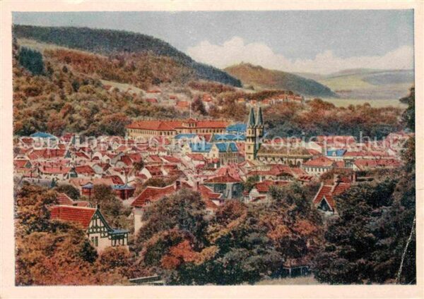 Meiningen Thueringen Künstlerkarte Vogelschau
