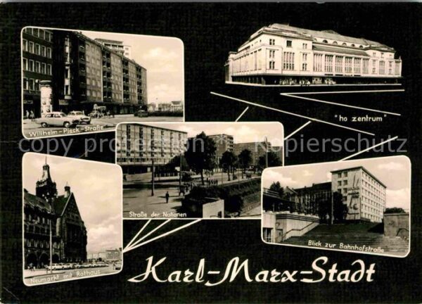 Karl-Marx-Stadt Neumarkt mit Rathaus Bahnhofstrasse Wil