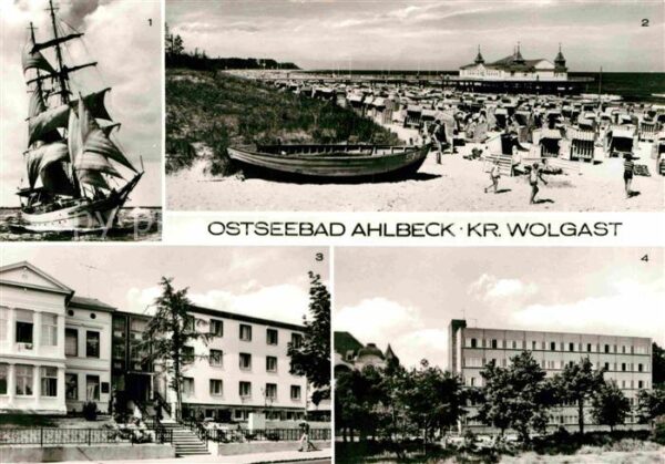 Ahlbeck Ostseebad Strand Seebrücke Segelsculschiff-Wilhel