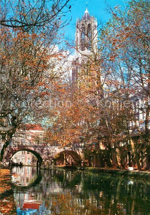 Utrecht Oudegracht met Gaardbrug en Domtoren
