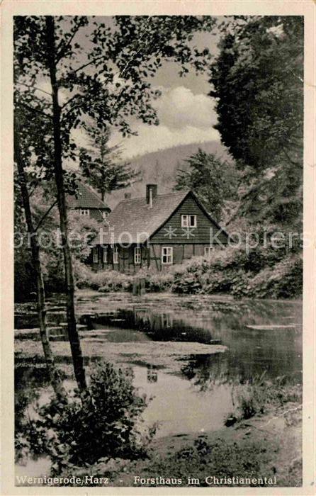 Wernigerode Harz Forsthaus im Christianental Teich
