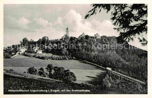 Augustusburg Höhenluftkurort Drahtseilbahn Blick zum