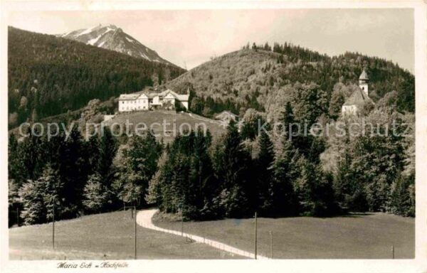 Maria Eck Kloster mit Hochfelln Chiemgauer Alpen