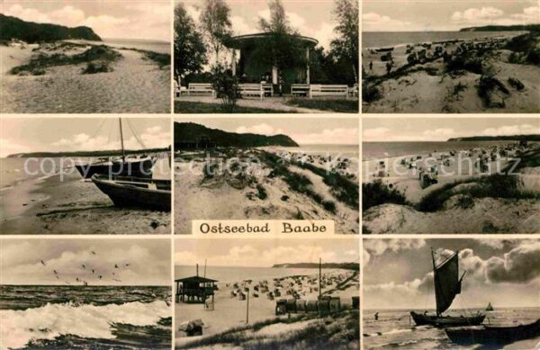Baabe Ostseebad Ruegen Strand Dünen Fischerboote Konzertpavill