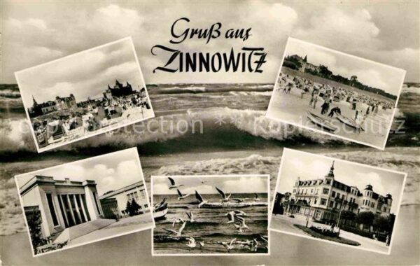 Zinnowitz Ostseebad Strand Brandung Möwen Erholungsheim Kur