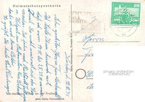 Alt Meissen Elbe Erker an der Freiheit Heimatschutzpostk – Bild 2