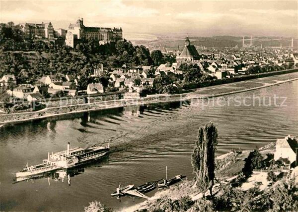 Pirna Blick über die Elbe Schloss Dampfer