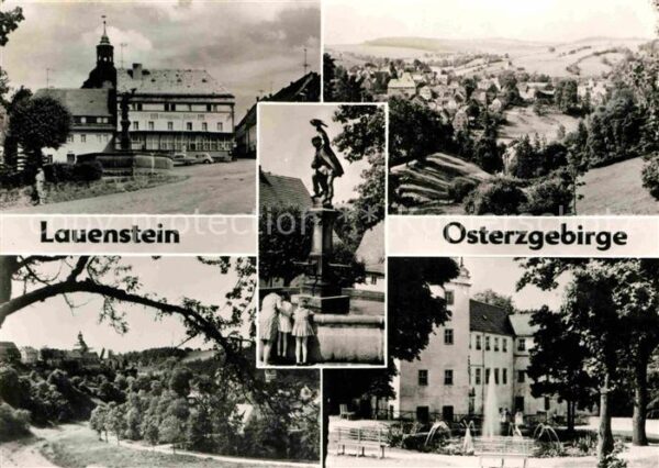 Lauenstein Erzgebirge Teilansichten Falknerbrunnen Springbrun