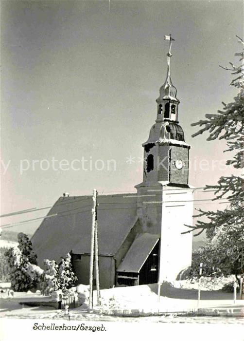 Schellerhau Kirche im Winter Handabzug