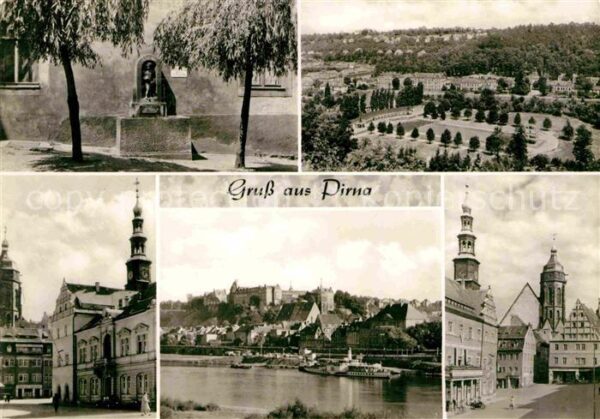 Pirna Teilansichten Innenstadt Brunnen Elbe S