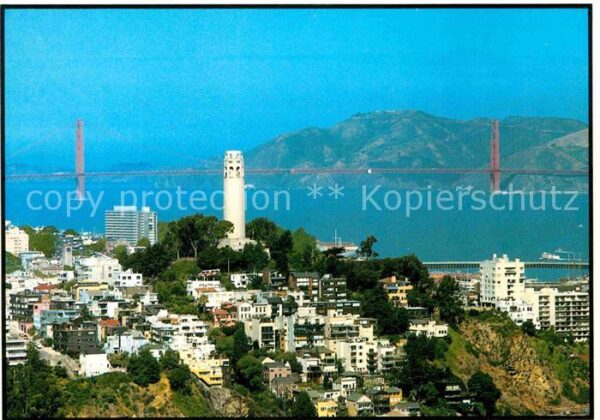 San Francisco California Coit Tower Golden Gate Bridge