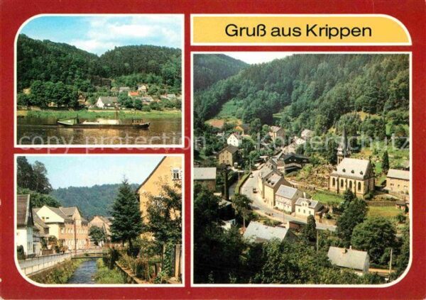 Krippen Bad Schandau Elbfähre Krippenbach Blick vom Püschelb