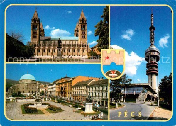 Pecs Kathedrale Fernsehturm Platz Denkmal