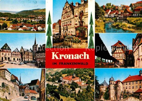 Kronach Oberfranken Panorama Marktplatz Brunnen Fachwerkhäu