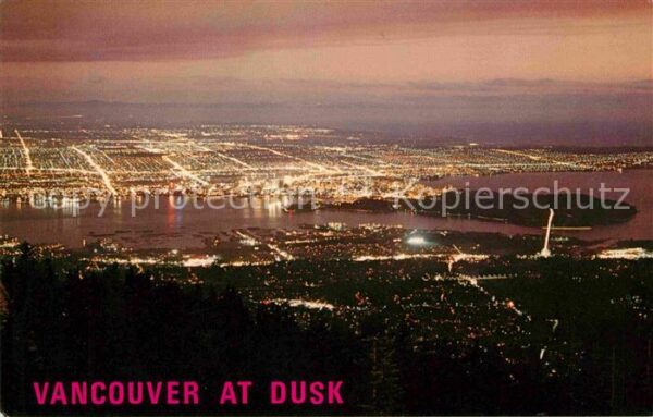 Vancouver British Columbia Night view at dusk from Top of Grouse