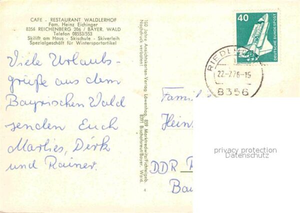 Reichenberg Riedlhuette Cafe Restaurant Waldler Hof Gaststube P – Bild 2