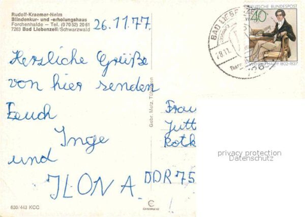 Bad Liebenzell Rudolf Kraemer Heim Blindenkurhaus Gast – Bild 2
