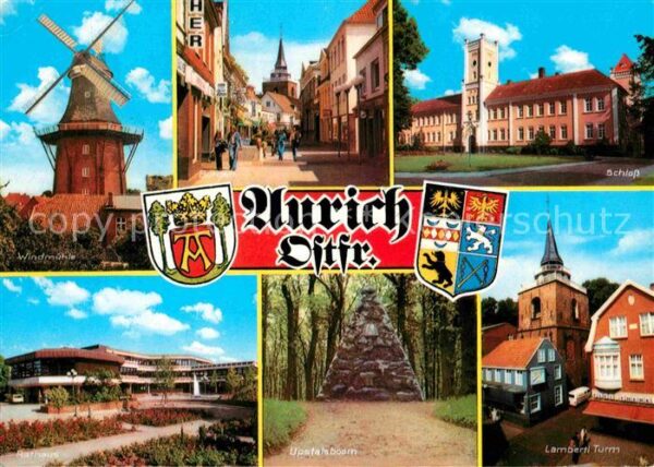 Aurich Ostfriesland Windmühle Burgstrasse Schloss Rathaus U