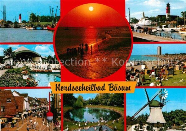 Buesum Nordseebad Hafenpartie Leuchtturm Sonneuntergang K