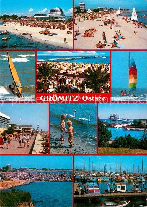Groemitz Ostseebad Strandpartien Hafen Windsurfen Teilansi