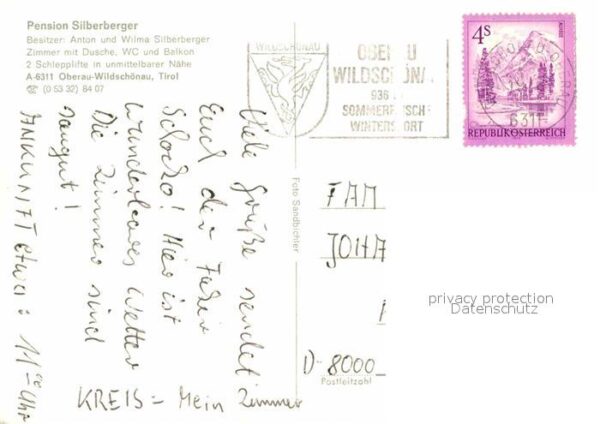 Oberau Wildschoenau Tirol Pension Silberberger – Bild 2
