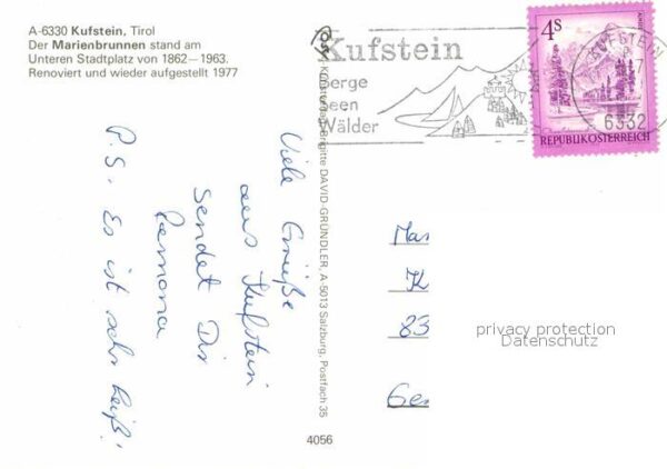 Kufstein Tirol Marienbrunnen Stadtplatz – Bild 2