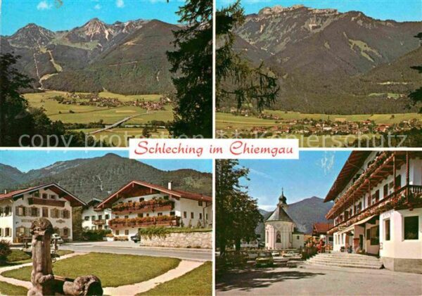 Schleching Panorama Dorfpartien Kirche