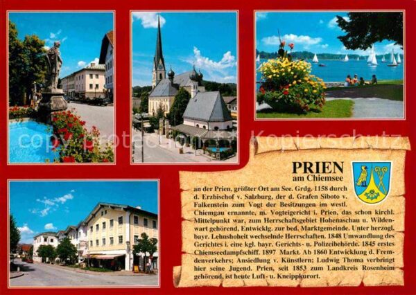 Prien Chiemsee Stadtbrunnen Kirche Am See Ortsmitte