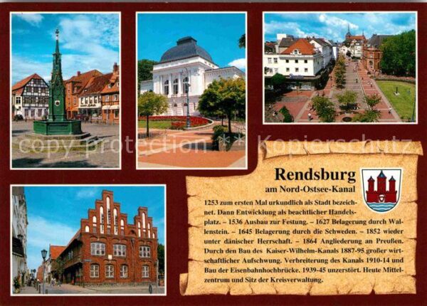 Rendsburg Brunnen Kurhaus Rathaus Park