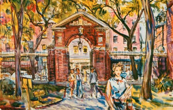Cambridge Massachusetts Harvard Gate watercolor painting by Cha